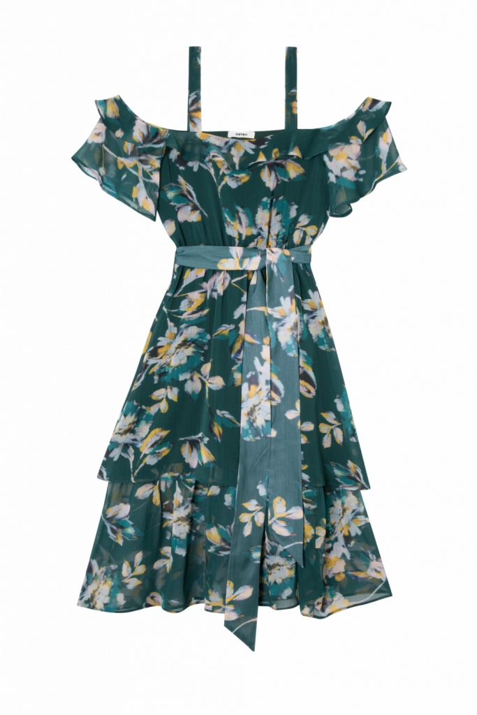 koton_yeşil_çiçekli_elbise